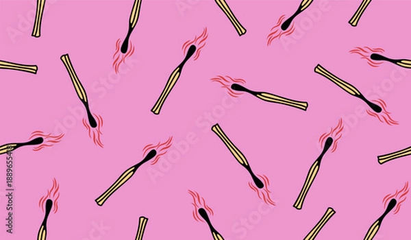 Fototapeta Cute matches pattern background vector design