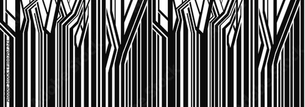 Fototapeta Seamless, primitive geometric trees,Abstract vector image. illustration.Panorama of trees. Background. Landscape. Horizon. The abstract vector image.
