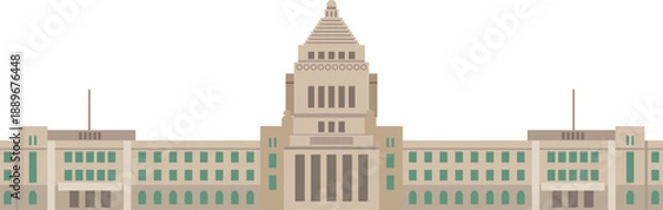 Obraz 正面から見た国会議事堂のイメージイラスト