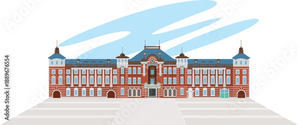 Obraz 正面から見た東京駅のイメージイラスト