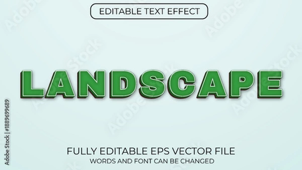 Obraz Landscape editable 3d text effect vector typography style