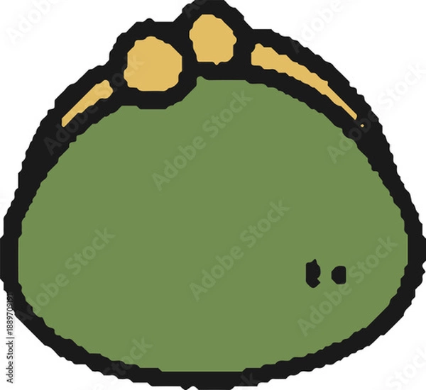 Fototapeta 緑色のがま口財布の手描きイラスト
