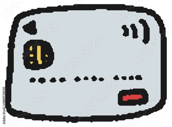 Fototapeta タッチ決済ができるクレジットカード/デビットカードの手描きイラスト