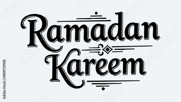 Obraz Ramadan Kareem stylized calligraphy text with decorative elements on a light background.