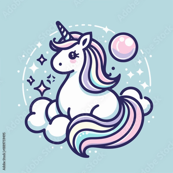 Obraz Cute cartoon pony vector illustration