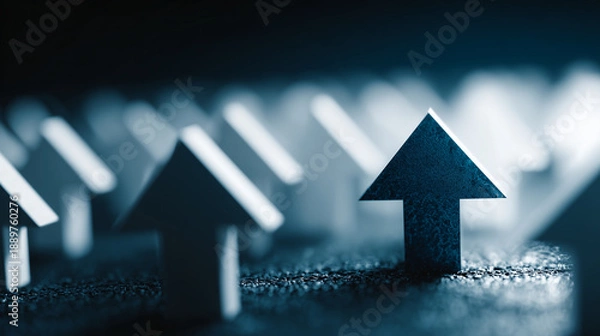 Obraz Blue Arrow Changing Direction Among White Arrows Concept