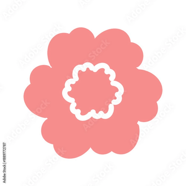 Obraz 濃いピンク色の春の花　イラスト　