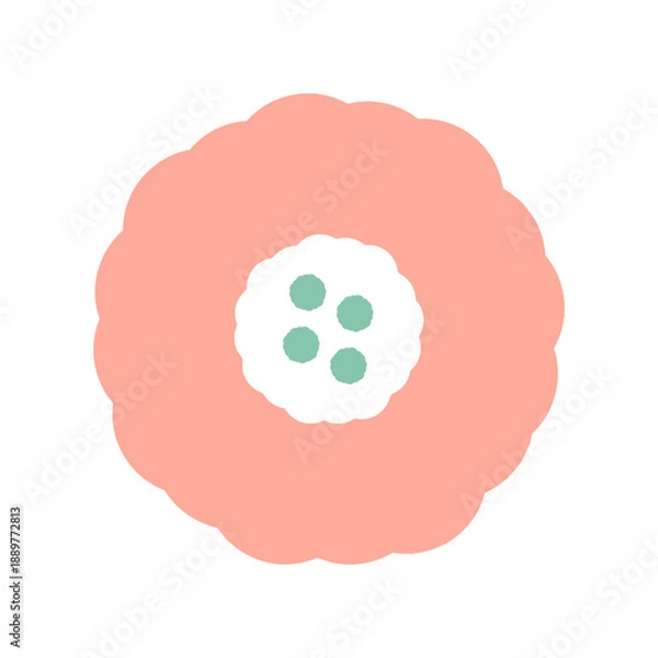 Obraz ピンクと緑色の春の花　イラスト　