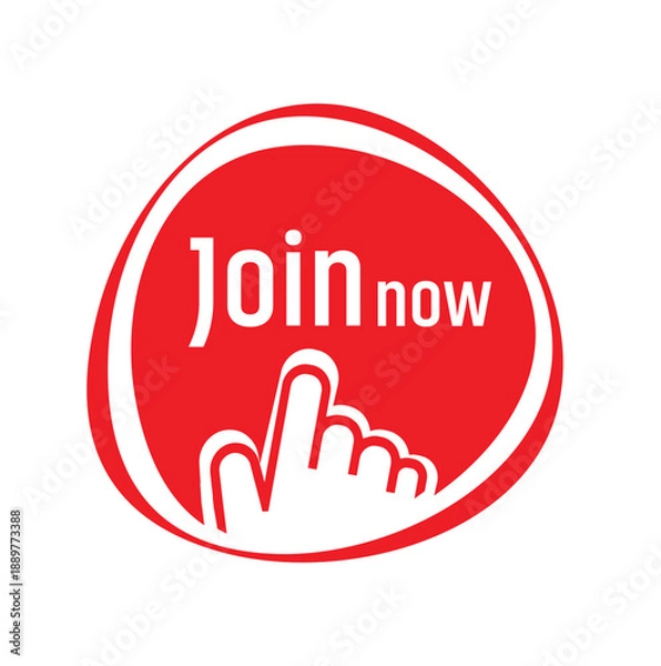 Obraz join now sign on white background