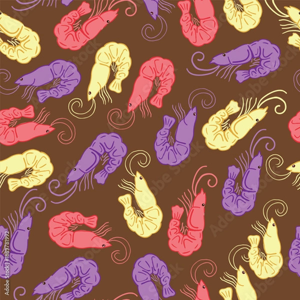 Obraz doodle shrimp pattern for background, wrapping, wallpaper, etc.