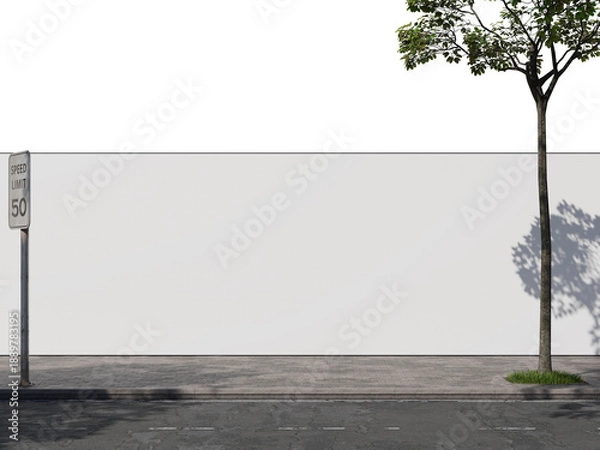 Fototapeta White Blank Hoarding Mockup 3D Rendering