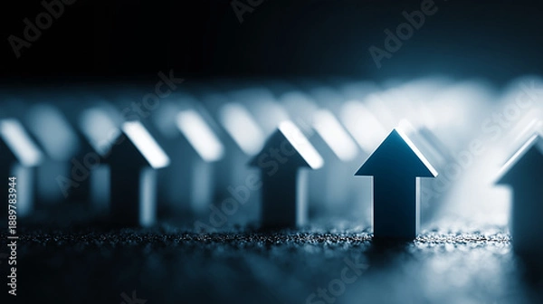 Obraz Blue Arrow Changing Direction Among White Arrows Concept