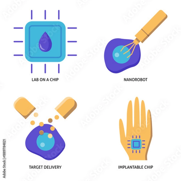 Obraz Cell research and studies flat icon set