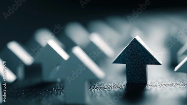 Obraz Blue Arrow Changing Direction Among White Arrows Concept