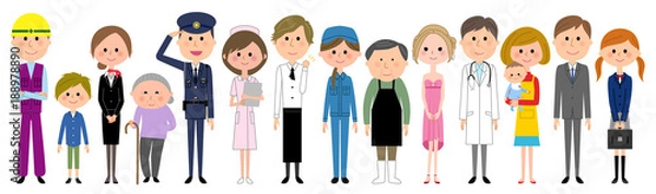 Fototapeta 街の人々　色々な職業