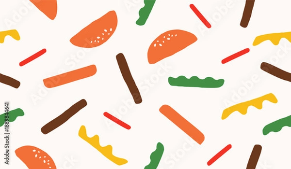 Fototapeta Cute burger pattern background vector design