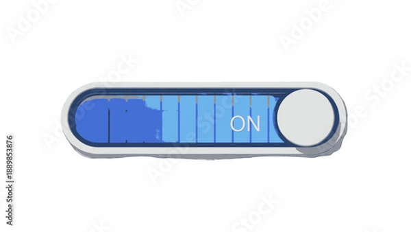 Obraz A blue toggle switch in the 'on' position on a sleek modern device interface