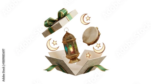 Obraz Ramadan lantern with crescent moons.