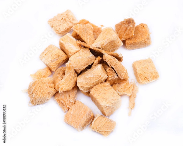 Obraz Freeze dried wild alaskan salmon, single ingredient for cats and dog isolated on white background
