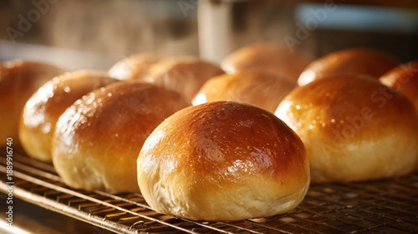 Obraz Freshly Baked Bread Rolls in Bakery