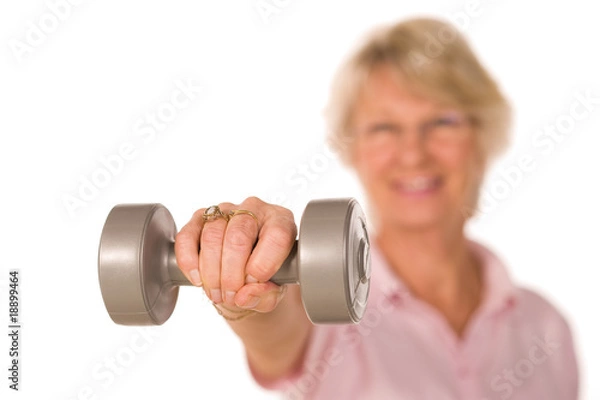 Obraz Retired lady lifting weights