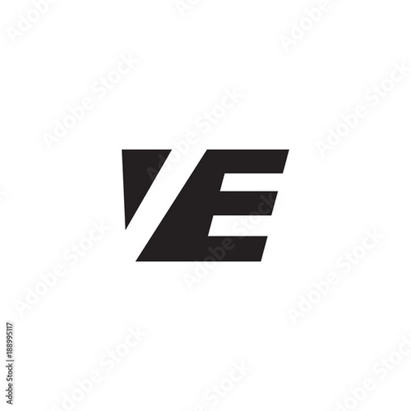 Fototapeta Initial letter VE, negative space logo, simple black color