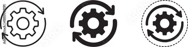 Obraz Sync process flat icon set for data update, refresh, transfer and system connection.