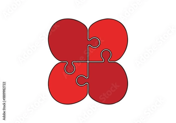 Fototapeta Four interlocking red circles Vector