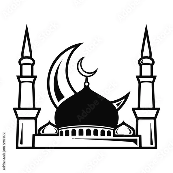 Obraz Iconic mosque with crescent moon Vector