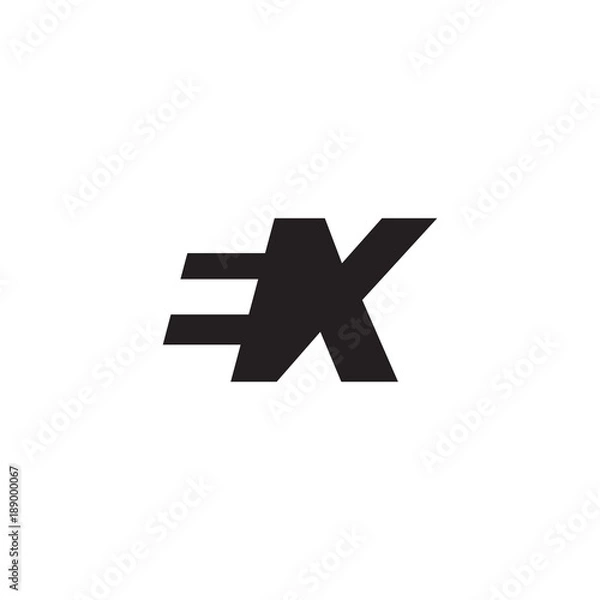Fototapeta Initial letter EX, negative space logo, simple black color