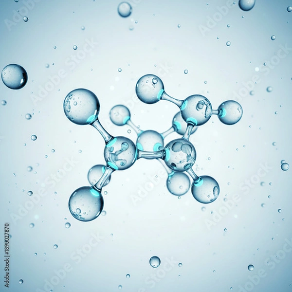 Obraz Macro view of a transparent 3D molecule structure