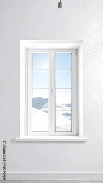 Obraz Window View - Winter Landscape and Bright Sky.