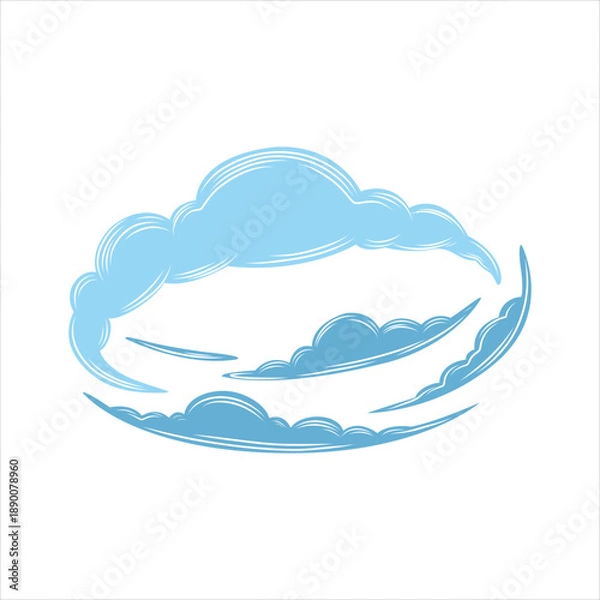 Obraz Stylized blue clouds swirling pattern graphic illustration Vector