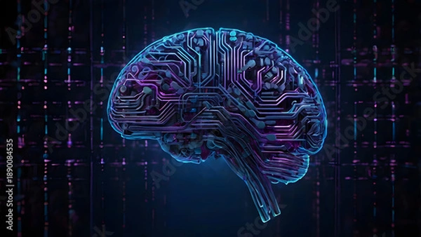 Fototapeta abstract technology background with brain