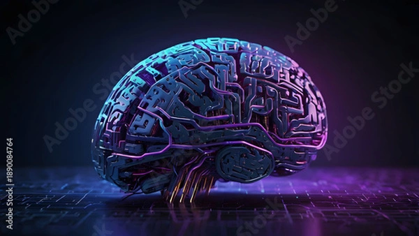 Obraz abstract technology background with brain