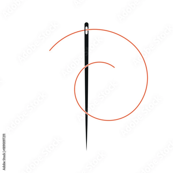 Obraz Needle and thread. Vector illustration. White background.
