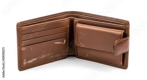 Fototapeta Empty Wallet Isolated on White Background