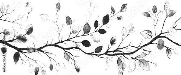 Obraz Vector black and white tree leaves 