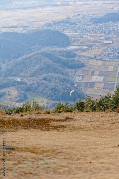 Obraz パラグライダーのテイクオフ場からの眺め