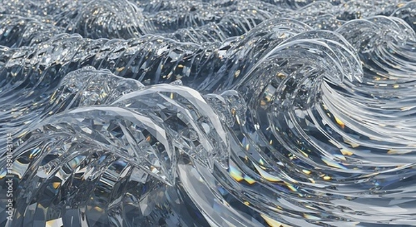 Obraz Abstract Crystal Waves Transparent Background Design Element