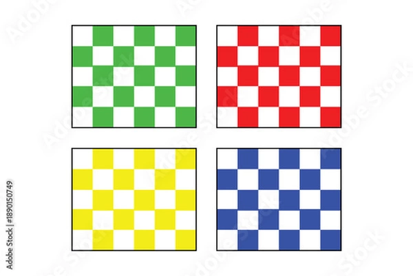 Obraz Red Green Yellow Blue Checker Pattern Set