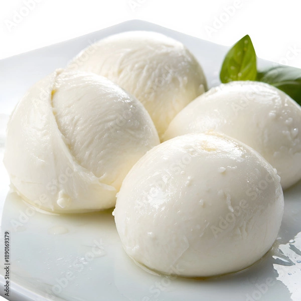 Obraz Buffalo mozzarella cheese isolated on transparent background