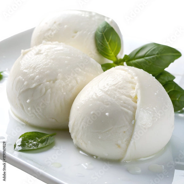 Obraz Buffalo mozzarella cheese isolated on transparent background