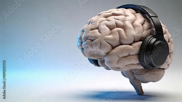 Obraz Human brain with headphones