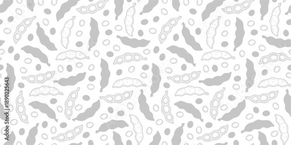 Obraz green soybeans or peas pattern background. Soybean seamless pattern background. edamame seamless pattern background. doodle edamame pattern background.