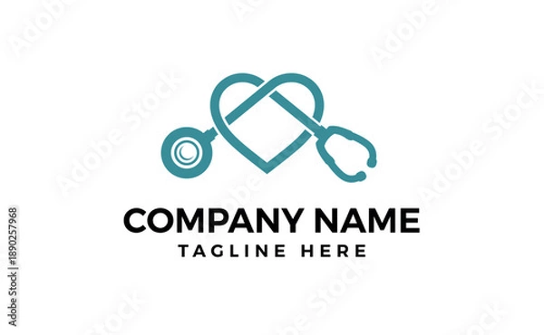 Fototapeta Stethoscope heartbeat logo vector