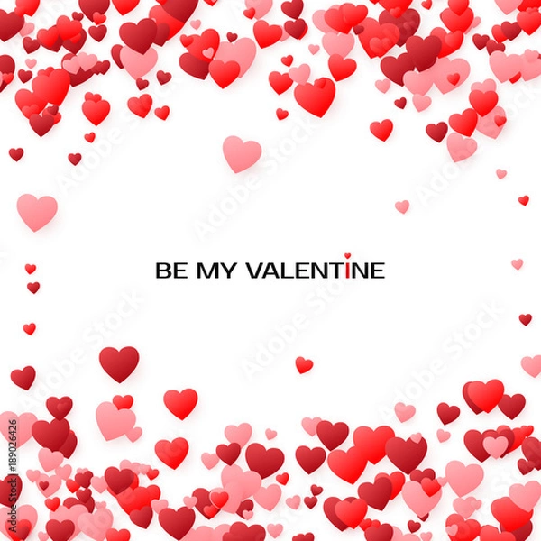 Fototapeta Valentines greeting card cover with Hearts. By my Valentine invitation template. Concept of a greeting card for St. Valentine's Day. Vector illustration isolated on white background