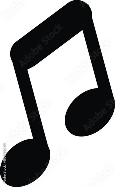 Obraz Black eighth note symbol on white background music
