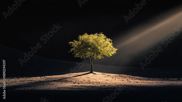 Obraz a single tree in the dark.