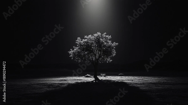 Obraz a single tree in the dark.